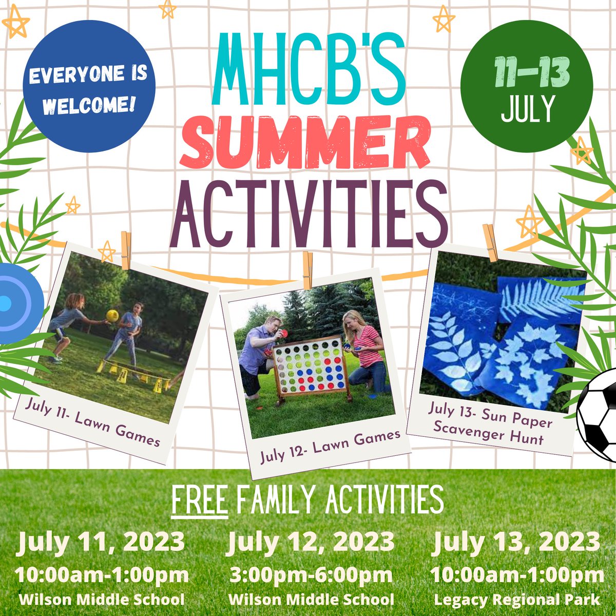 Week 1 of summer activities was an absolute blast! Come find us next week for lawn games and sun paper scavenger hunts!