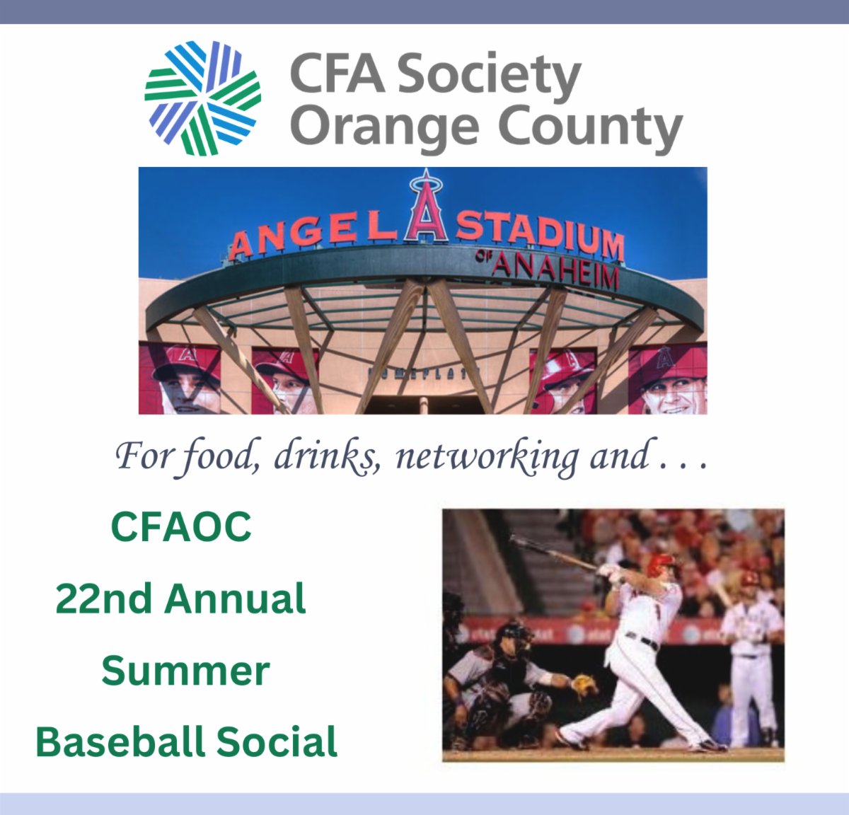CFAOC's tweet photo. Join CFAOC on 9/15 for our Annual Summer Baseball Social at Angel Stadium: Angels vs Detroit Tigers. Come networking behind the waterfall in centerfield prior to the game, your registration includes foods, drinks, and a ticket to the game near 3rd base! https://t.co/uJ38u1RuvX https://t.co/PQOnxIZQkh