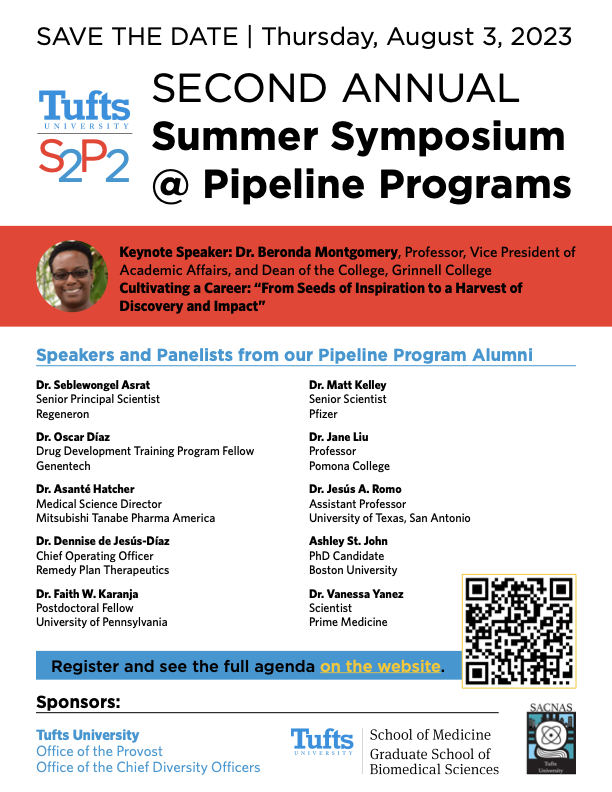 Rioslaboratory's tweet photo. Excited for our upcoming Second Annual Summer Symposium for Pipeline Programs at Tufts University on Thursday, August 3! Come hear some inspiring stories from our amazing alumni and our distinguished keynote speaker, Dr. Beronda Montgomery @BerondaM https://t.co/C2jg5teYW9