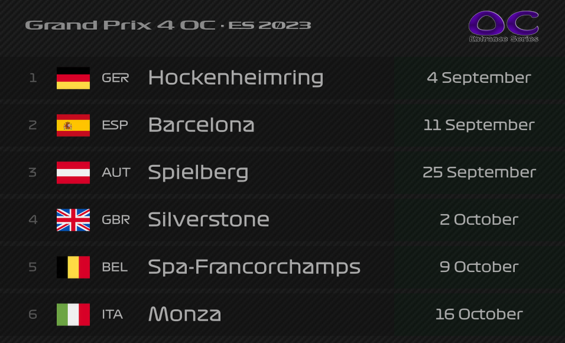 GP4_OC's tweet photo. BREAKING NEWS: The Entrance Series will be returning in 2023. It will use the 1996 F3000 mod and will mainly be simulated, with maybe the odd race being live streamed. It will be hosted by F2 and DTM host @flohvoelker. Here is the lineup and calendar. https://t.co/6FdvgNogSU