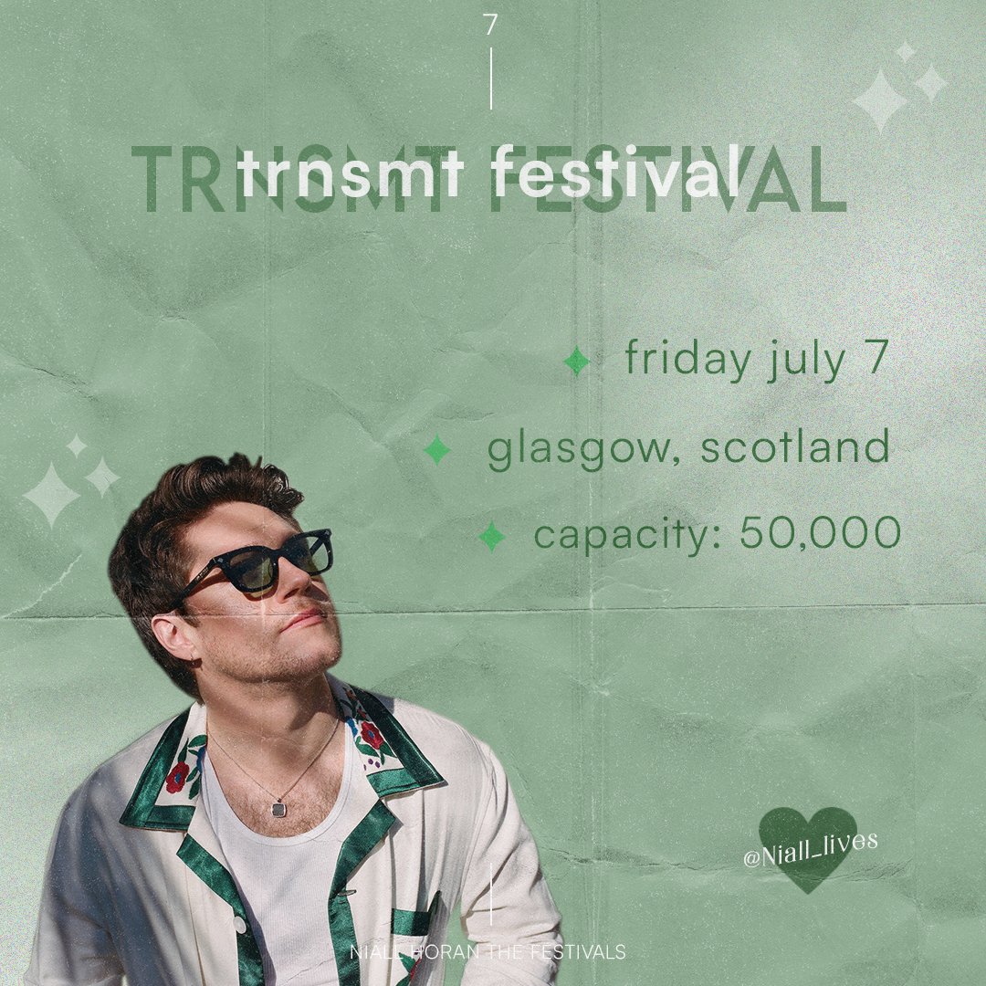 🎟️  TRNSMT FESTIVAL 

🕒 🏴󠁧󠁢󠁳󠁣󠁴󠁿 05:45pm (local time)
🇳🇱🇪🇸 11:45 am
🇬🇧🇨🇮🇵🇹 05:45 pm 
🇨🇷🇸🇻🇬🇹🇭🇳🇲🇽🇳🇮 10:45 am
🇨🇴🇨🇺🇪🇨🇵🇦🇵🇪  12:45 pm
🇧🇴🇩🇴🇻🇪🇨🇱🇵🇾  12:45 pm 
🇦🇷🇧🇷🇺🇾 01:45 pm
🇦🇺  01:45 am (July 8th)
#NiallHoran #TRNSMTfestival  #TRNSMTGlasgow  #TRNSMT2023 #TRNSMT