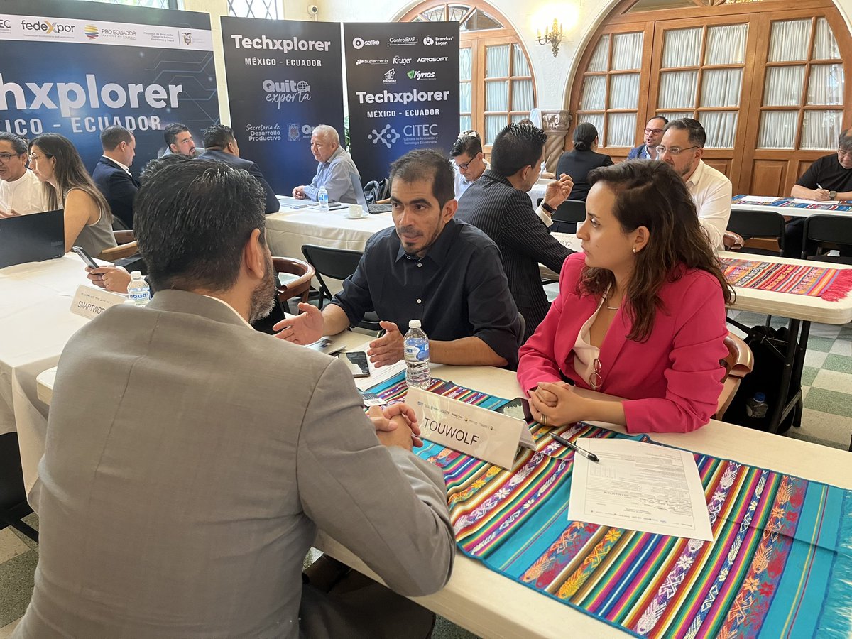 ProEcuador_'s tweet photo. En el marco de la misión comercial de Ecuador🇪🇨 en México🇲🇽 #TECHXplorer 2023, organizada por @ProEcuador_, @CITECec, @Fedexpor y @MunicipioQuito, la delegación de 15 empresas de nuestro país participaron en una rueda de negocios B2B con representantes de 16 empresas mexicanas. https://t.co/TodkBDYW8E