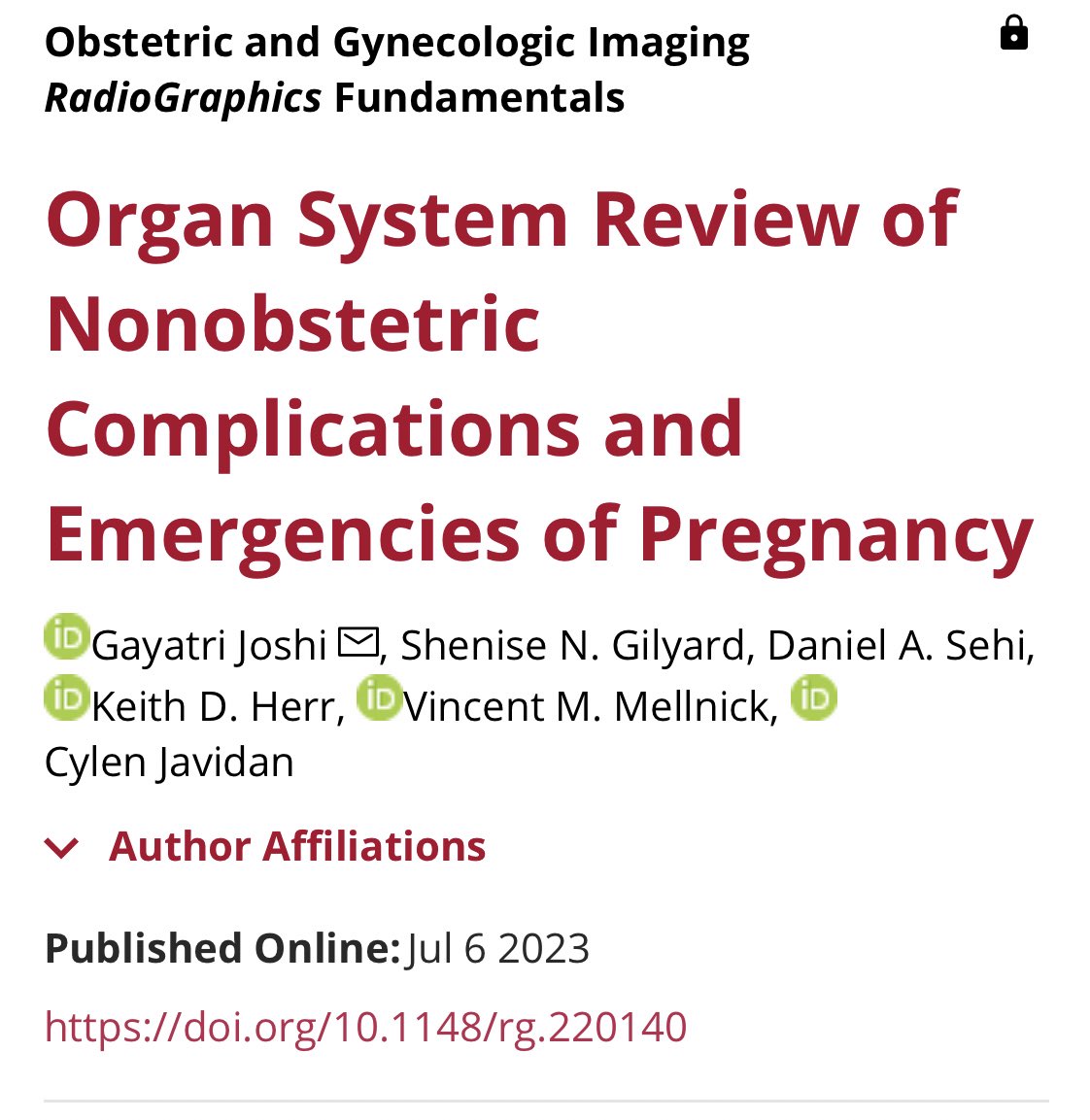 Even though I’m far away, my wonderful mentor <a href="/GayatriJoshiMD/">Gayatri Joshi, MD 🩺</a> and friend pushes me to new heights! Hot off the press! Love the work that <a href="/RadioGraphics/">RadioGraphics</a> published. Honored to participate.