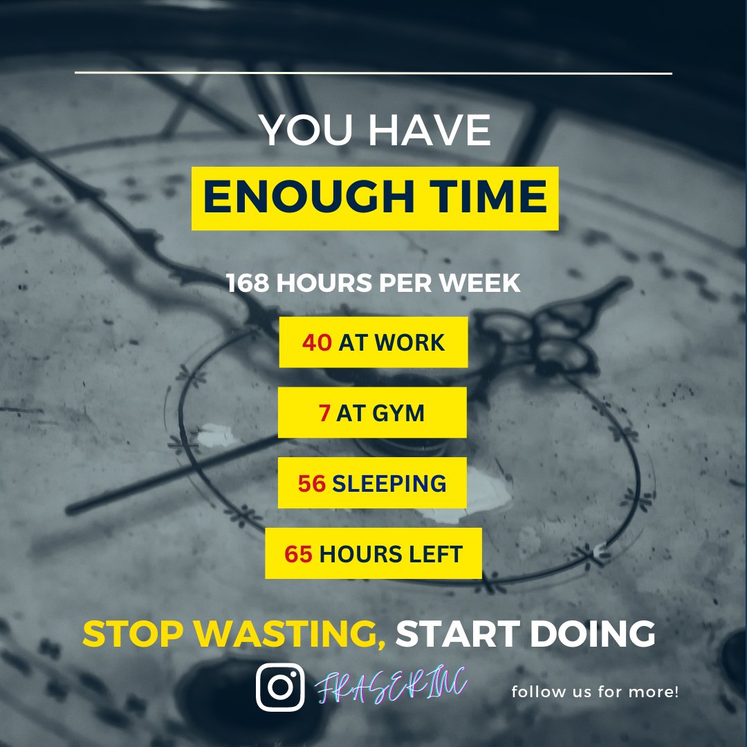 FraserInc_'s tweet photo. Do you ever catch yourself saying, 'I don't have enough time'? The truth is, we all have the same 24 hours in a day. It's not about the amount of time we have; it's about how we prioritize our tasks and commitments. 
#FinancialGoals
#MotivationalQuotes
#MoneyMindset
#BusinessTips https://t.co/tBrMi2rOpZ