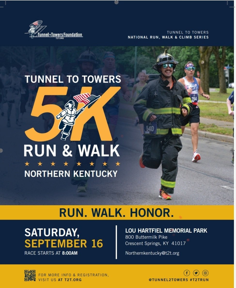 BALLEN128's tweet photo. Join us on September 16th for the Tunnel to Towers Northern Kentucky 5K. Register at:
https://t.co/LVo8iITQga

#t2tnky #LetUsDoGood #neverforget https://t.co/603A3zF5u7