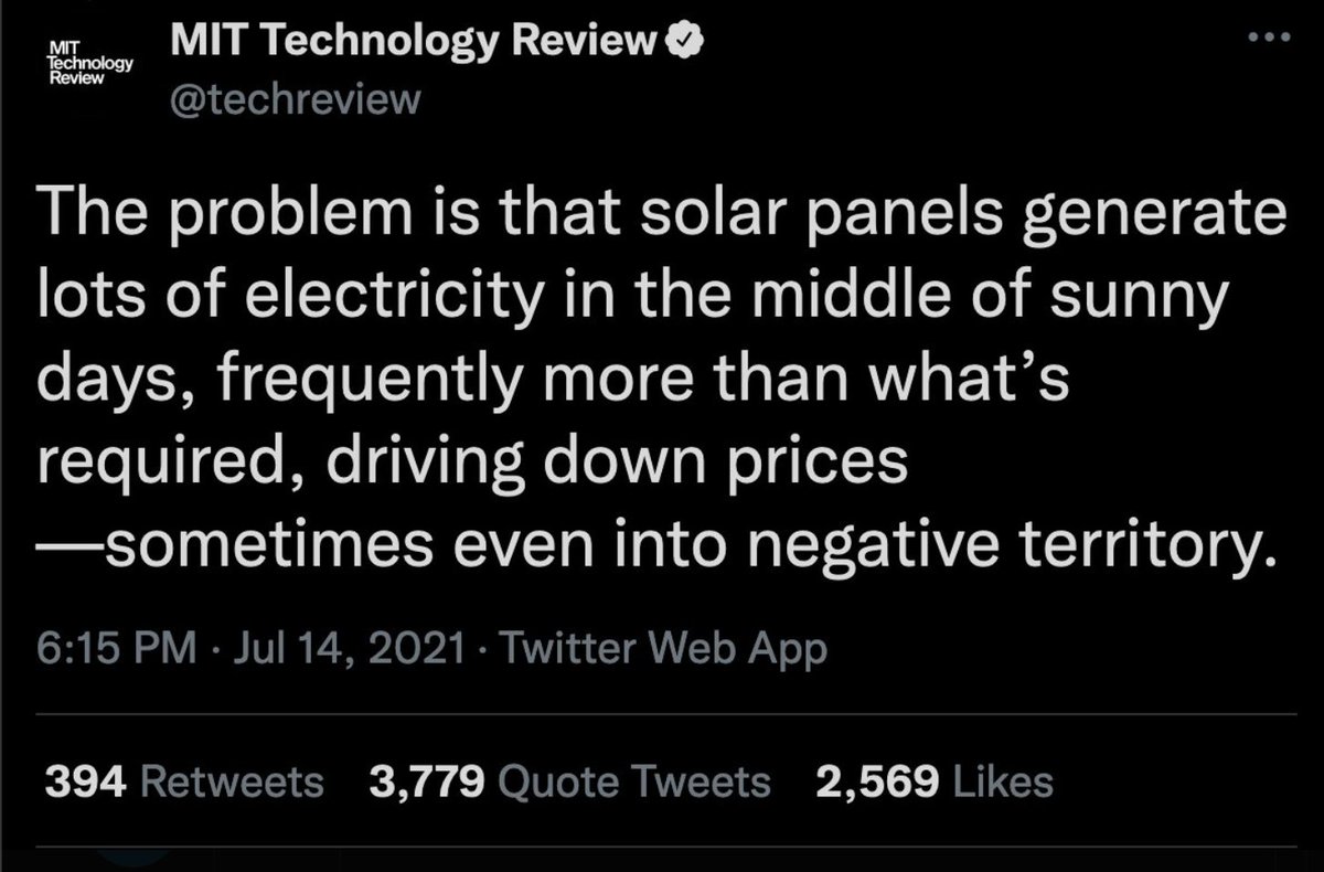 Only capitalism could turn unlimited free electricity into a problem.