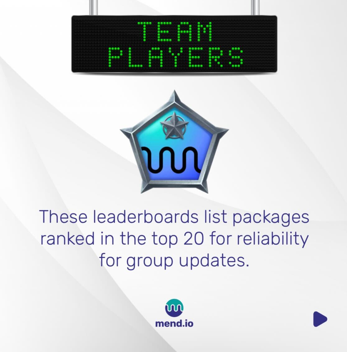 Mend_io's tweet photo. Our inaugural edition of the https://t.co/zX0yVYb0f3 Open Source Reliability Leaderboard shows you the most reliable packages. See what each ranking means. 

🏆 Individual Champions
🏆 Team Players
🏆 All Stars
🏆 Titans 

Learn more ➡️ https://t.co/Ptdqze5v6O 

#MendTogether https://t.co/BBpyBINN1c