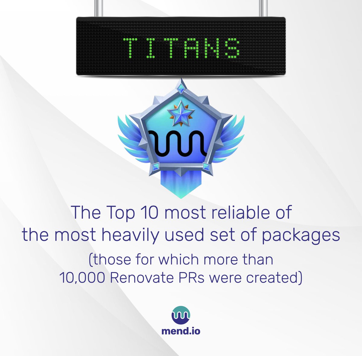 Mend_io's tweet photo. Our inaugural edition of the https://t.co/zX0yVYb0f3 Open Source Reliability Leaderboard shows you the most reliable packages. See what each ranking means. 

🏆 Individual Champions
🏆 Team Players
🏆 All Stars
🏆 Titans 

Learn more ➡️ https://t.co/Ptdqze5v6O 

#MendTogether https://t.co/BBpyBINN1c