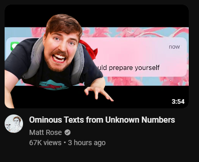 VoixerAf2's tweet photo. @rose_matt i downloaded a browser extention that adds mr beast to every thumbnail on youtube and: https://t.co/jTSSTIJ2Yu