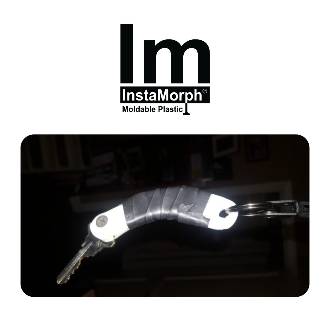 InstaMorph's tweet photo. Matthew's InstaMorph key extension, wrapped with rubber electrical tape for extra grip. His wife, who is in a wheelchair, has a limited range of motion, and this lets her use the key with ease.
#accessibility #mobility #reach #handle #instamorph #moldableplastic #keys https://t.co/uU40feJKTd