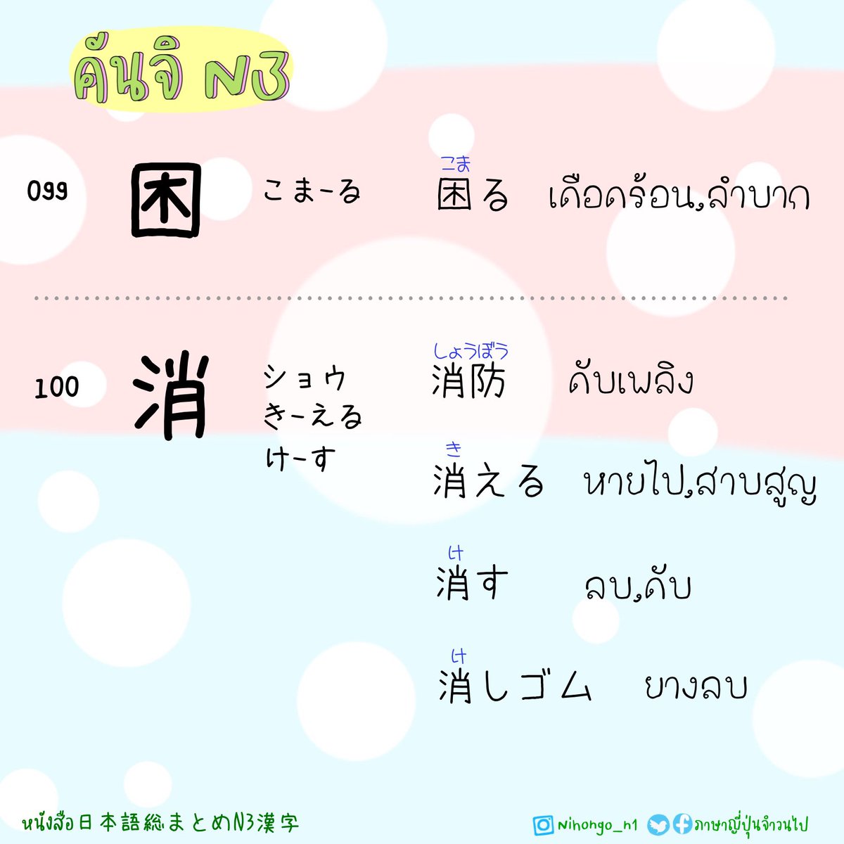 ThaijinJ's tweet image. 7/7/2023

คันจิ N3 
95-100

.
.
#คันจิN3 #kanjiN3
#日本語総まとめN3漢字
#JLPTN3