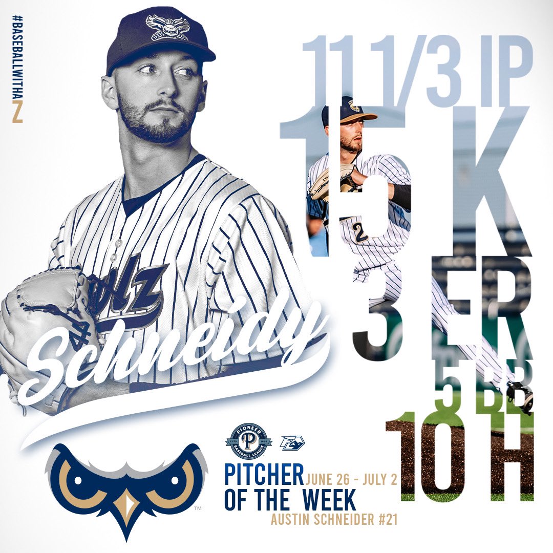 Big congrats to Schneidy who was the PBL South Region Pitcher of The Week! 

#BaseballWithaZ