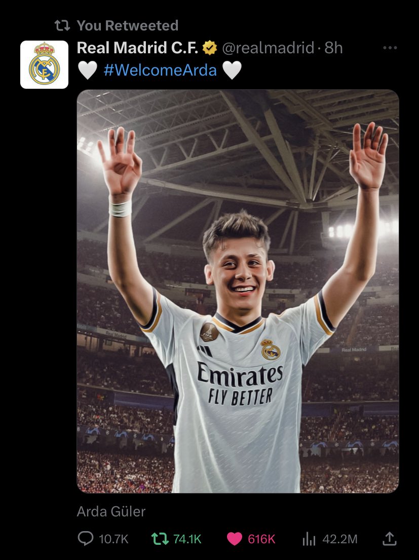 _su6an's tweet photo. 🚨🚨 بيان عاجل لمشجعي ريال مدريد

تغريدة اعلان اللاعب التركي بحساب النادي صكت ارقام قياسية ما صارت بعمر النادي

🚨 رتوتوا تغريدة النادي وعطوها لايكات (تلقون التغريدة بحسابي مرتوتها)

- أي شخص ما يرتوت التغريدة بينطرد من حزب النادي الاعظم.

والله ولي التوفيق ✍️ https://t.co/t8Eho53uUS