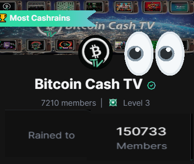 BitcoinCashTV's tweet photo. BCHTV has now given out Cashrain over 150,000 times! 
Let's keep breaking records and go for 250k next.
Not going to stop until we get to 8 billion.💚🌎💸🤑
Magic internet money, come join us! https://t.co/PO4XhgXu99
