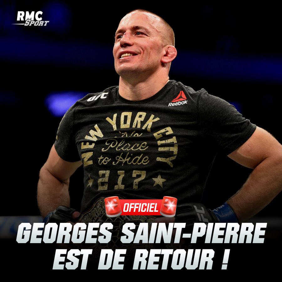 RMCSportCombat's tweet photo. 🚨🚨 ÉNORME ANNONCE DE L’UFC !!

🇨🇦🐐 La légende Georges Saint-Pierre revient et participera au #FPI6, dans un combat de Jiu-jitsu brésilien organisé par l’UFC !

😍 Le GOAT est de retour ! https://t.co/Nw7iqIxsEp
