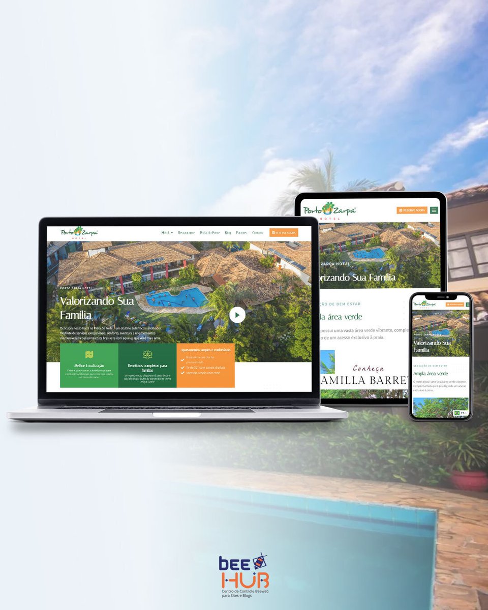 BeeWeb's tweet image. Mais um trabalho concluído com sucesso! Desta vez, nós da BeeHub entregamos o mais novo site do Porto Zarpa Hotel, com recursos interativos, de fotos e vídeos, permitindo que você explore visualmente as instalações e os serviços oferecidos pelo hotel de forma mais objetiva.