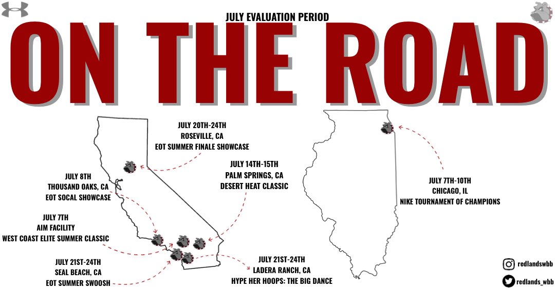 University of Redlands coaches are on the road this summer! Send us a schedule if you want us to come watch you play! #goredlands!