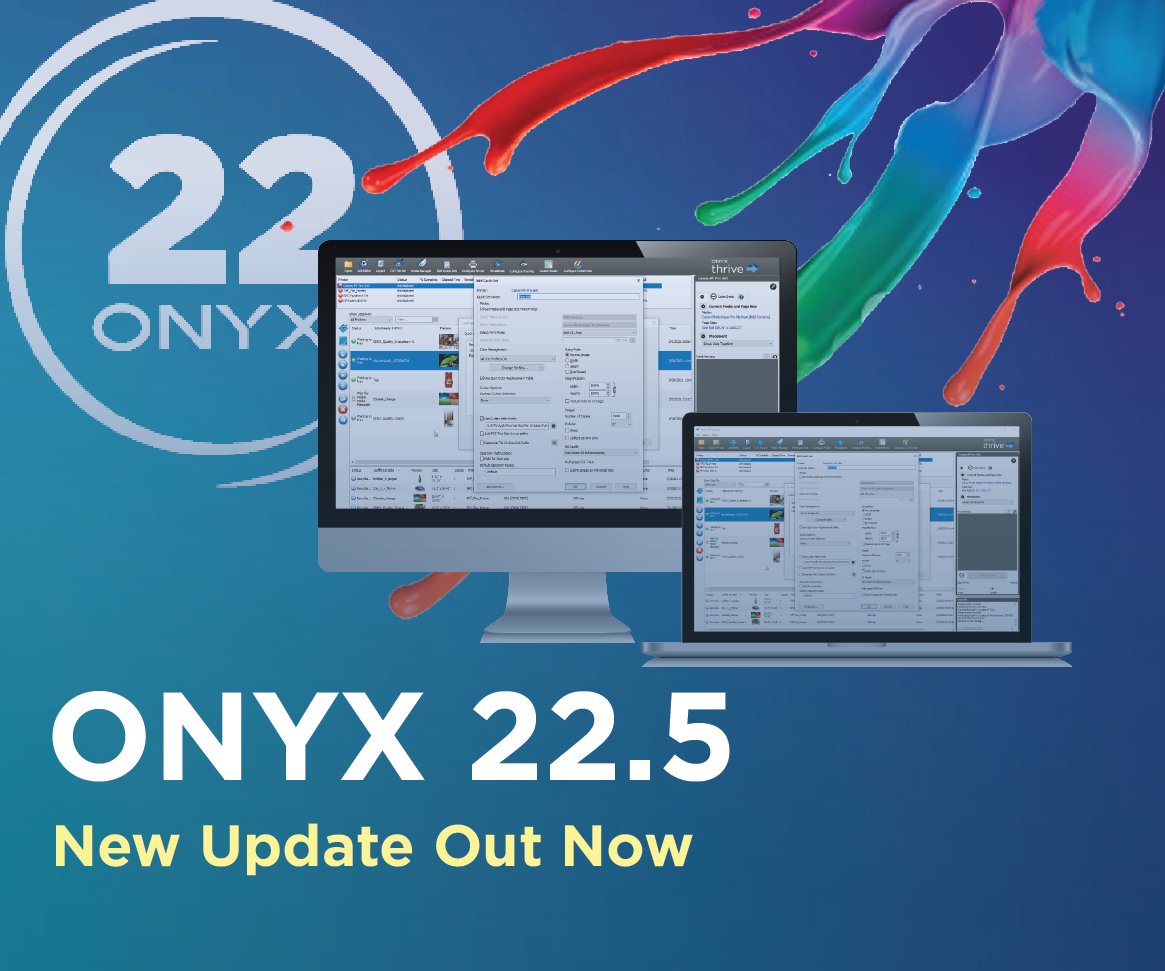 The newest release of ONYX is here! Get ONYX 22.5 now with ONYX Archive to search, restore and manage print jobs, seamless XY Trimmer configuration controls, and more. Learn more about ONYX 22.5 or get a 30 day free trial here: onyxgfx.com/products/onyx-…