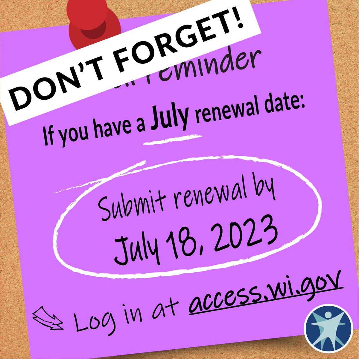 DHSWI's tweet photo. #BadgerCarePlus and #WIMedicaid members – if it’s your renewal month, don’t wait! Renew right away to find out if you can keep your health care benefits.
✔ Log in to renew: https://t.co/def5XtS3z6
✔ Learn more: https://t.co/TSVo6Y184b
#ACCESS #ForwardHealth #FoodShare https://t.co/UdA6Ua7dLD