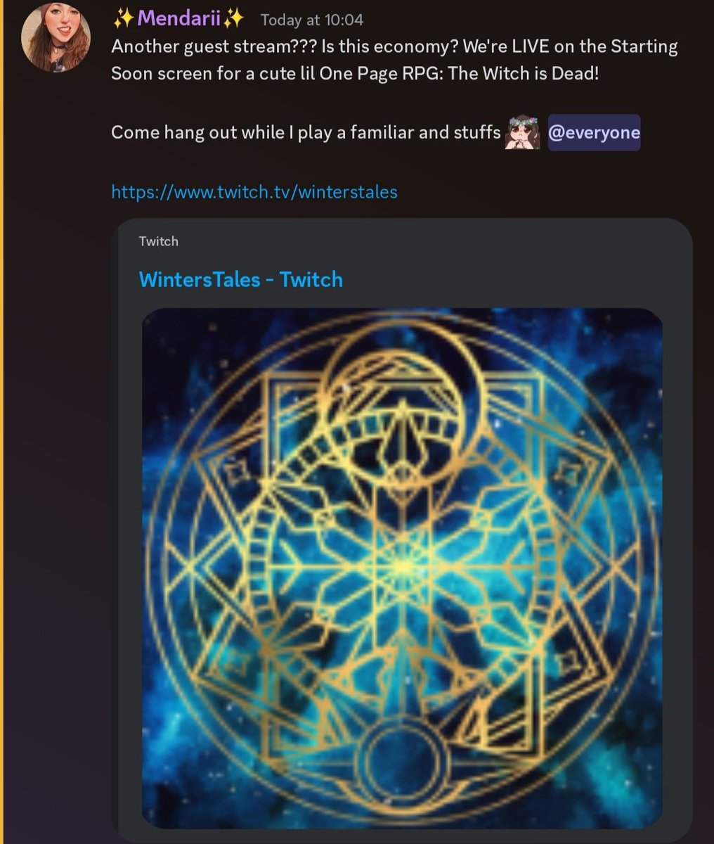 Robert Hartley (@roberthartleygm) on Twitter photo And here is a picture of her Discord announcement too. Thanks for doing the shout outs, <a href="/mendarii/">Faye Morel</a>
Come catch us live at <a href="/winterstalesco/">Winters Tales</a> And here is a picture of her Discord announcement too. Thanks for doing the shout outs, <a href="/mendarii/">Faye Morel</a>
Come catch us live at <a href="/winterstalesco/">Winters Tales</a>
