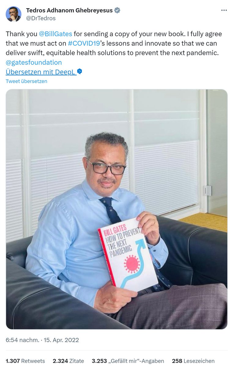 Thomas_Binder's tweet photo. How to Prevent the Next pLandemic?

By detaining @DrTedros c/o @WHO, @BillGates c/o @gatesfoundation, and their ilk for life!

It is not astounding but self-evident that @DrTedros, a guy who does not have the slightest idea what he is talking about at best, is an evil criminal psychopath at worst, is grateful to @BillGates, a guy who does not have the slightest idea what he is talking about at best, is an evil criminal psychopath at worst, for writing the scripture of faith filled with nothing but unscientific drivel, that provides him the power to rule the world by a never ending series of fake (RT-)PCR testing pLandemics.