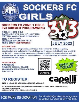 SockersChicago's tweet image. Sign up today for the Sockers Girls 3v3 summer programming.  Spots are filling up for the July session registration for both members and non-members! 
#3v3 #3v3soccer #summerprogramming #membersandnonmembers #sockers #sockersfc #sockersfcchicago