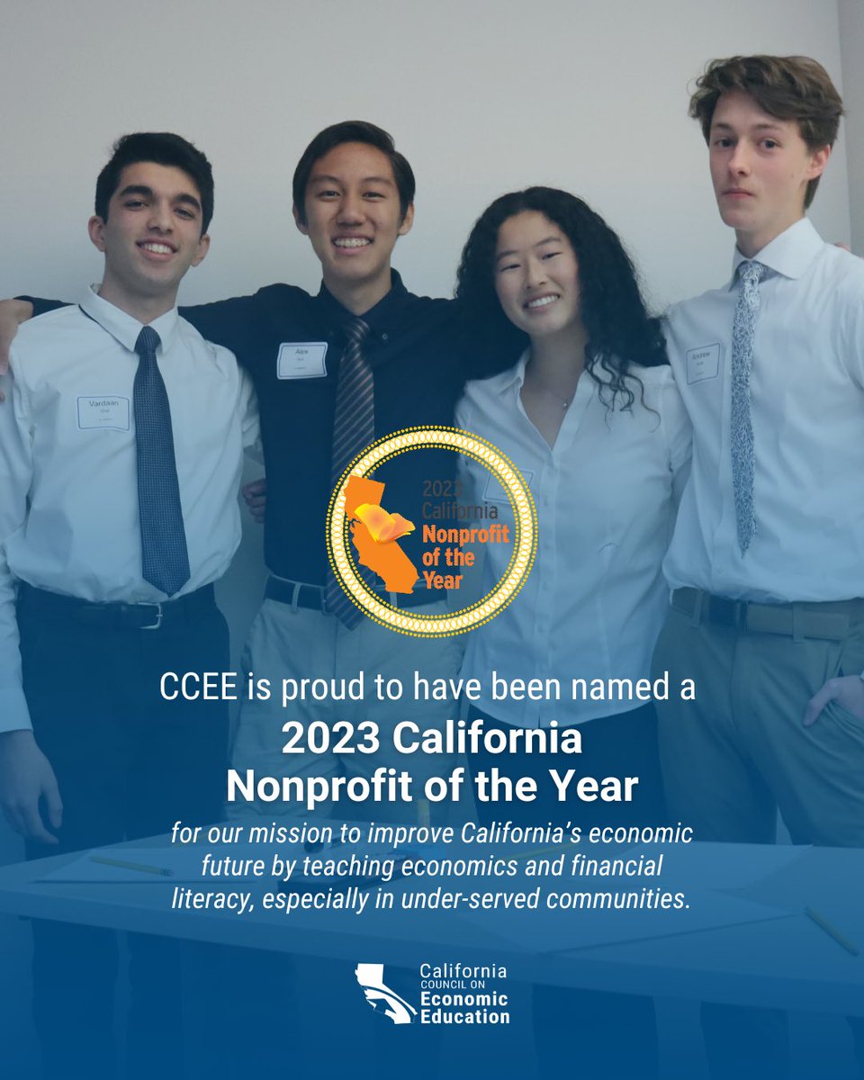 TheCCEE's tweet photo. CCEE is proud to have been named a 2023 California Nonprofit of the Year! 

Discover more about CCEE’s mission and get involved through the link: https://t.co/VU9OGG0iyR https://t.co/7X7UP8i9wh