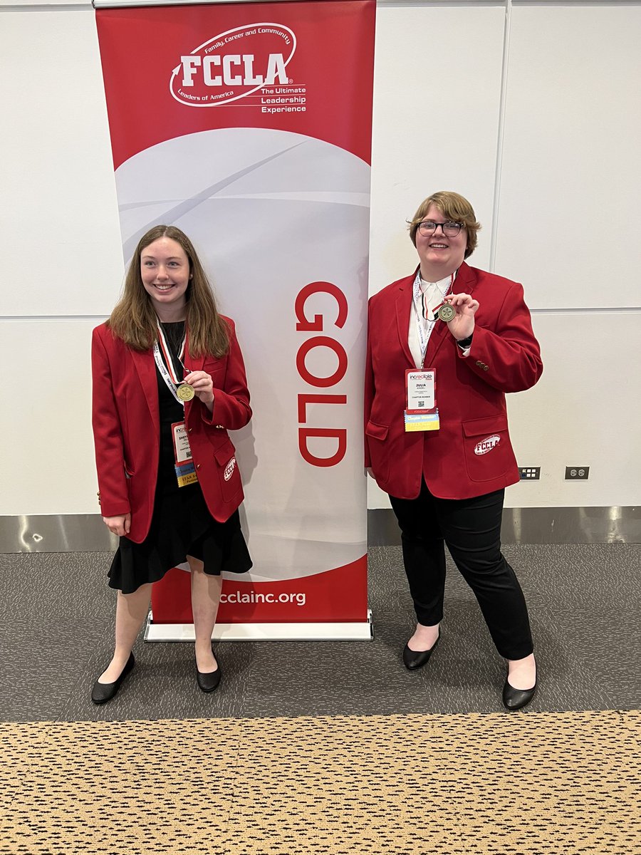 JLKindel's tweet photo. Very Proud of my Julia &amp; her teammate Sheyenne - Made TOP 10 at Nationals FCCLA Conference with their project! #cliftonclydepride https://t.co/83rqZu6kSX