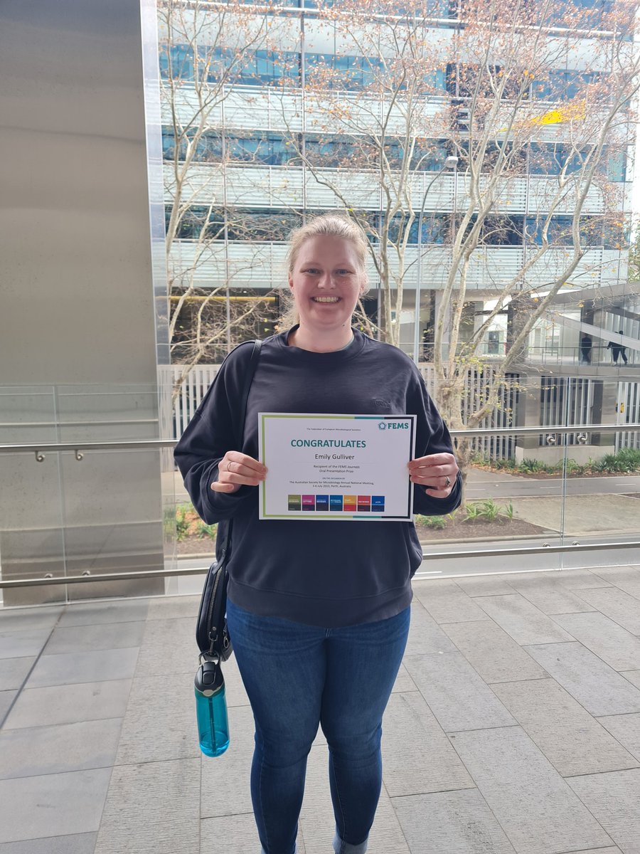 DrEmilyGulliver's tweet image. I would really like to thank @AUSSOCMIC for choosing me as the innaural winner of the ECR oral award at #2023ASM sponsored by @FEMSmicro! It really is such an honour!
