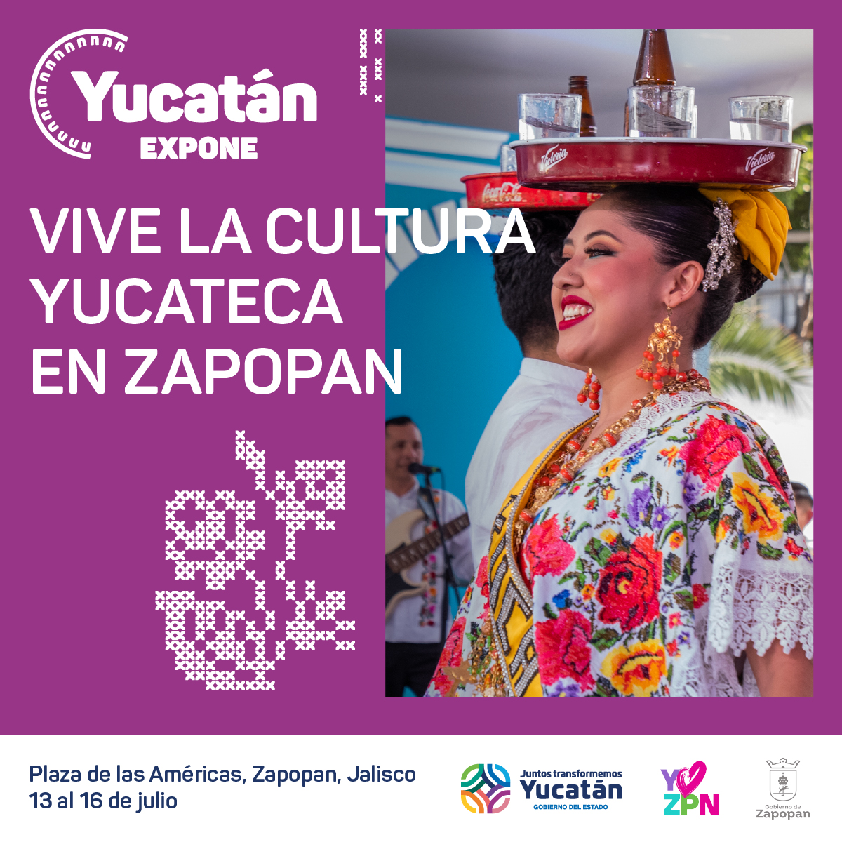 ¡YUCATÁN EN ZAPOPAN!🤍🪄

Gastronomía, hipiles, guayaberas, filigrana, miel, marquesitas, sombreros, artesanías, hamacas, vaquería, trova, y más.

📆13 al 16 de julio
📍Plaza de las Américas, Zapopan, Jalisco
⏰11 a 21 hrs
🔥¡ENTRADA LIBRE!

✨Programa bit.ly/3CEYR9V
