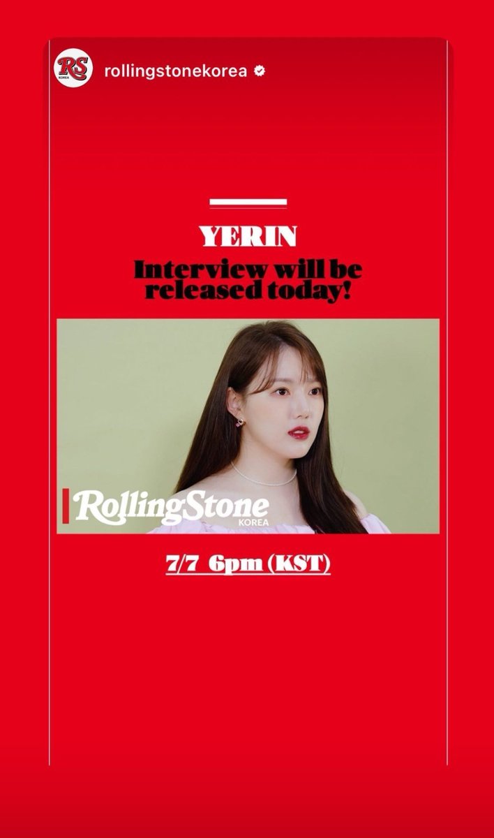 230607 every__nn reposting rollingstonekorea instagram story

YERIN interview with Rolling Stone Korea will be released today at 6PM KST

#예린 #YERIN #イェリン 
#우린 #WOORIN