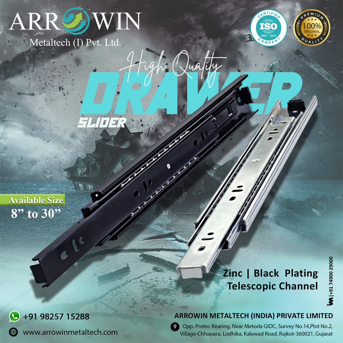 ibais_hardware's tweet photo. Arrowin Metaltech (I) Pvt. Ltd. (RAJKOT)
For enquiry via WhatsApp click:
https://t.co/g5DqWIT9H0
Mr. Vimal Patel - +91 98257 15288
Mr. Krunal Patel - +91 94269 95230
#drawerslider #telescopicchannel #drawercabinet #draweraccessories #drawerfitting #drawerhardware
.
@IBAISMEDIA https://t.co/3XeZUDlQsp