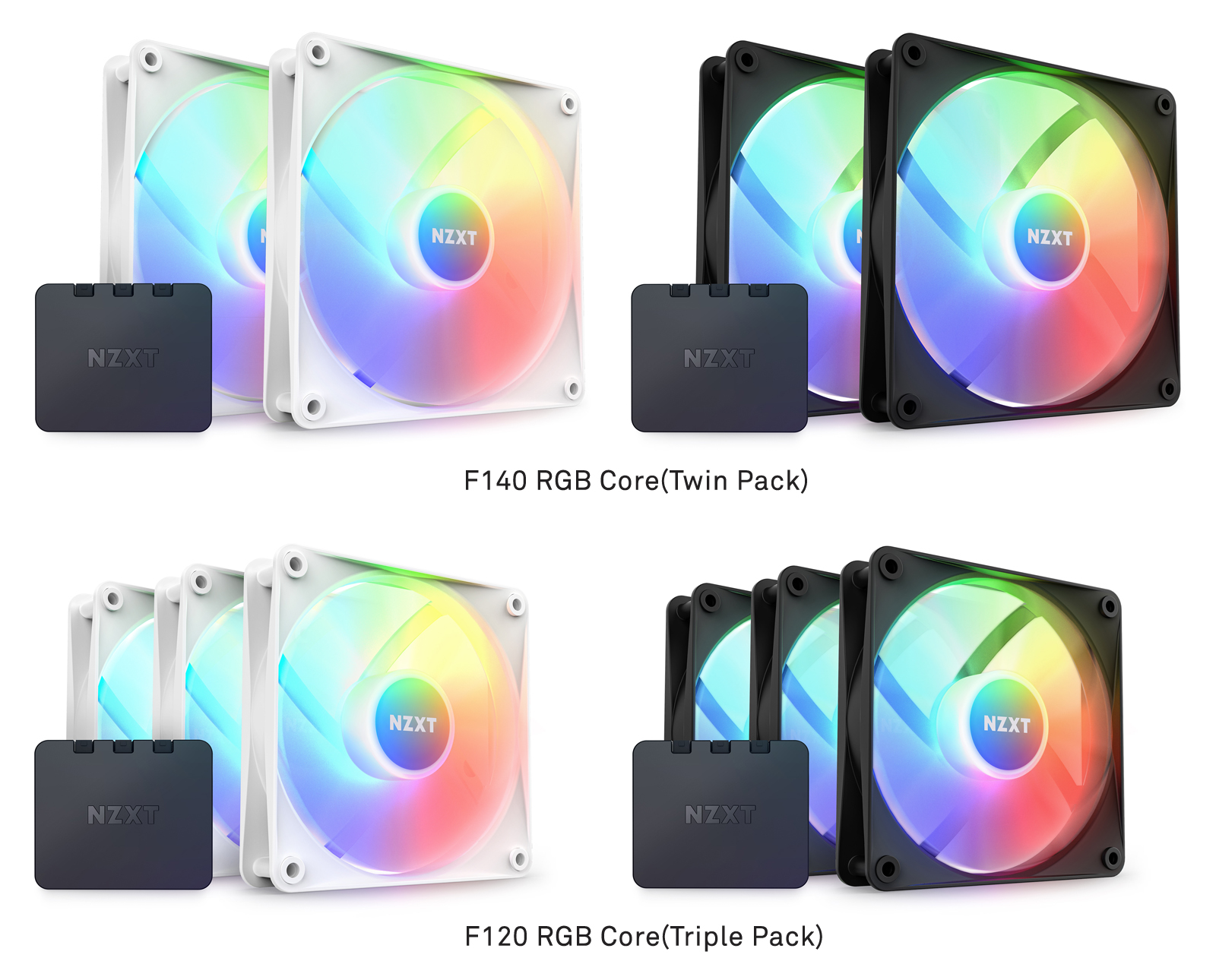 NZXT F120 RGB DUO Black PCケースファン 3個セット＋1 NZXT F120 RGB