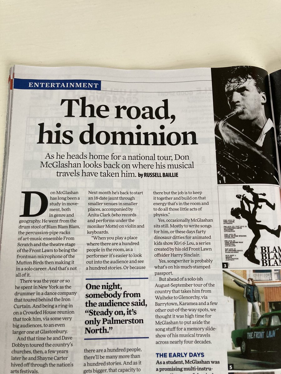 Quite pleased with this headline. The accompanying story about <a href="/DonMcGlashan/">Don McGlashan</a> perpetual troubadour bends under its own weight too.