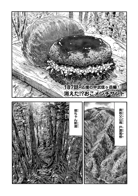 \最新話無料公開中‼️/  山岳耐久レース--⛰️🏃‍♂️  超人が集う過酷なレースに 瀧(本)の旦那・健次郎が出場することに💪  鮎美もレースに興味深々で…❓  山と食欲と私 - 信濃川日出雄 / 187話 応援の甲武信ヶ岳編① 消えた!?おこメンチサンド | くらげバンチ  #山と食欲と私