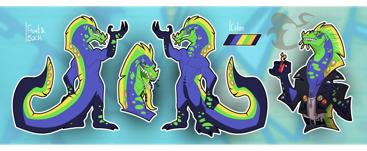 TAWA2TAWA_'s tweet photo. A fresh as hell ref sheet of the coolest ribbon eel DJ you've ever met, Elijah! Done by @/XxNeonFreakxX !
Thank you so much! 💚💛💙🖤 https://t.co/l2H75DeS5a