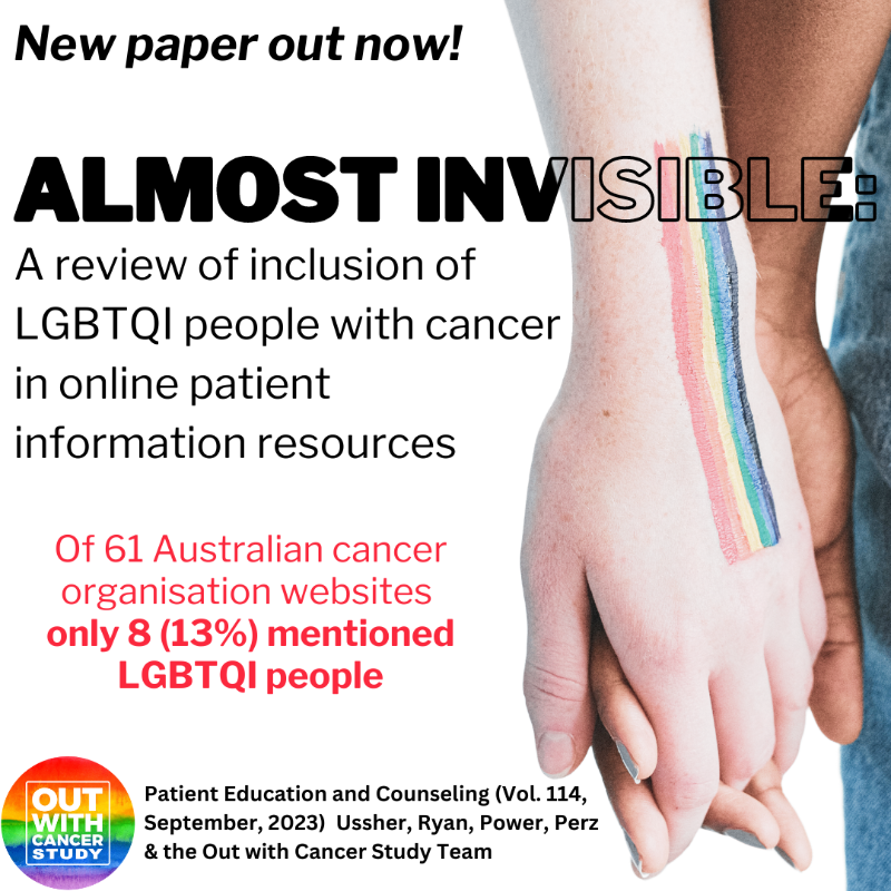 OutWithCancer1's tweet photo. Check out our new open access paper, online now!

Of 61 Australian cancer organisation websites, only 8 had content that mentioned LGBTQI people.

We give recommendations for the development of LGBTQI cancer patient information.