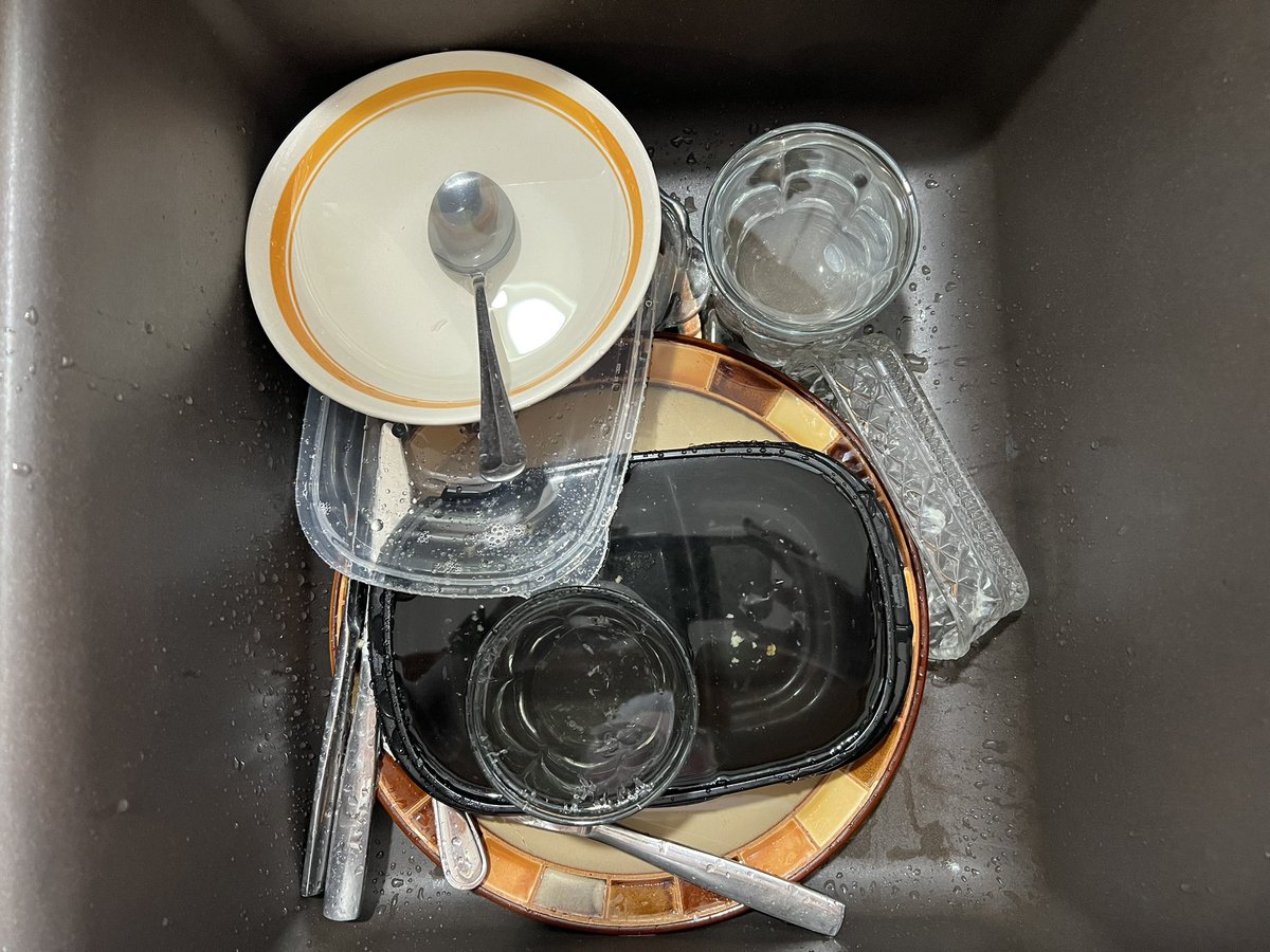 Joe and I were in ATL for 48 hours. And we come home to this in the sink. Dishwasher is empty. Really, Dad? BTW, I HATE dishes in the sink… 🤦🏼‍♀️
