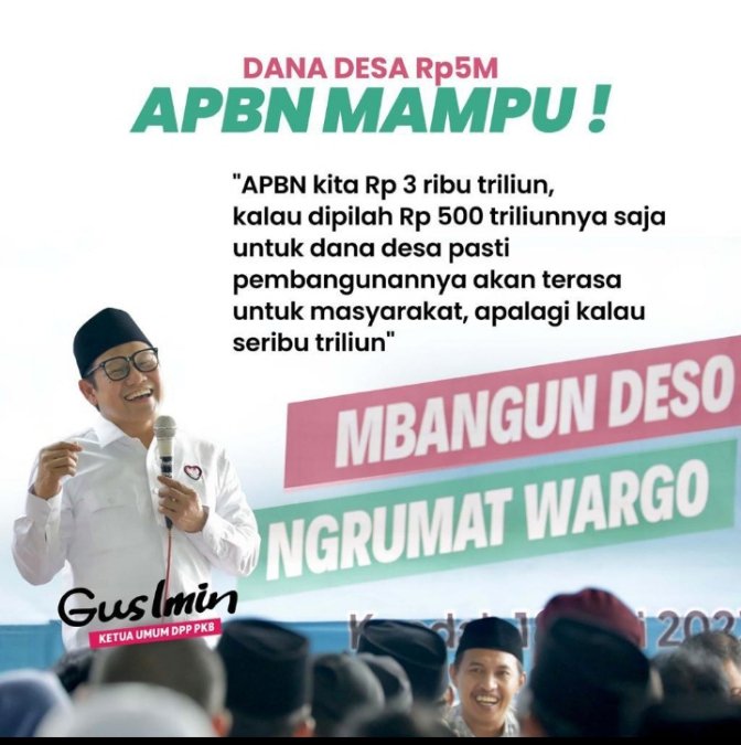 #TerimakasihPKB atas upaya untuk #DanaDesaNaik kita konsisten memberdayakan masyarakat desa mewujudkan pembangunan Indonesia dari pinggiran 🇮🇩
#2milyarDanaDesa
#MuhaiminIskandar 
<a href="/DPP_PKB/">DPP PKB</a> <a href="/cakimiNOW/">A Muhaimin Iskandar</a> <a href="/EmHasanuddin/">M Hasanuddin Wahid</a> <a href="/halimiskandarnu/">ABDUL HALIM ISKANDAR</a> <a href="/zainul_munas/">Zainul Munasichin</a> <a href="/Brigade01Arwan1/">Muh Arwani</a>
