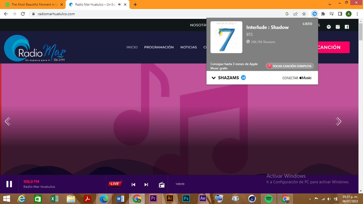 Ara0378's tweet image. Sono #JustOneDay, #Ddaeng, #Shadow y #Like de @BTS_twt en @RadioMarHux
Muchas gracias por este especial 💜✨

@BangtanRDMX 
@RadioBTSMexico