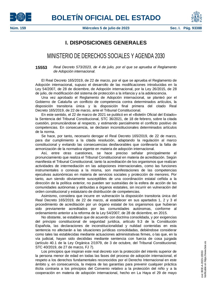 Aprobado el nuevo Reglamento de Adopción Internacional (coraenlared.org), en el que hemos participado activamente.
Se cierra un ciclo legislativo de más de 25 años en el que CORA hemos estado al frente para conseguir una de las mejores legislaciones en materia de adopción
