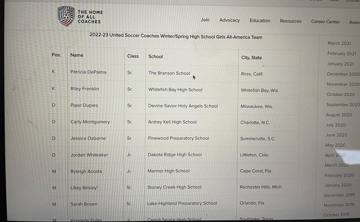 Congratulations to Dempsey Brown of girls soccer on being named to the United Soccer Coaches High School All-America Team! <a href="/lhpsnews/">Lake Highland Preparatory School</a>