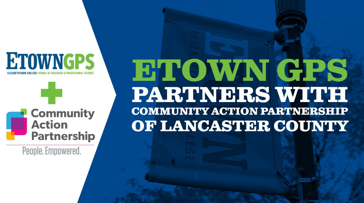 EtownCollege's tweet photo. Elizabethtown College's School of Graduate and Professional Studies is thrilled to partner with the @CAPLancaster, and is proud to extend a 15% discount on #EtownGPS tuition for all employees, along with their spouses and dependents!

Go further, faster: https://t.co/O85NVVPx3U. https://t.co/aRma2pB1m5