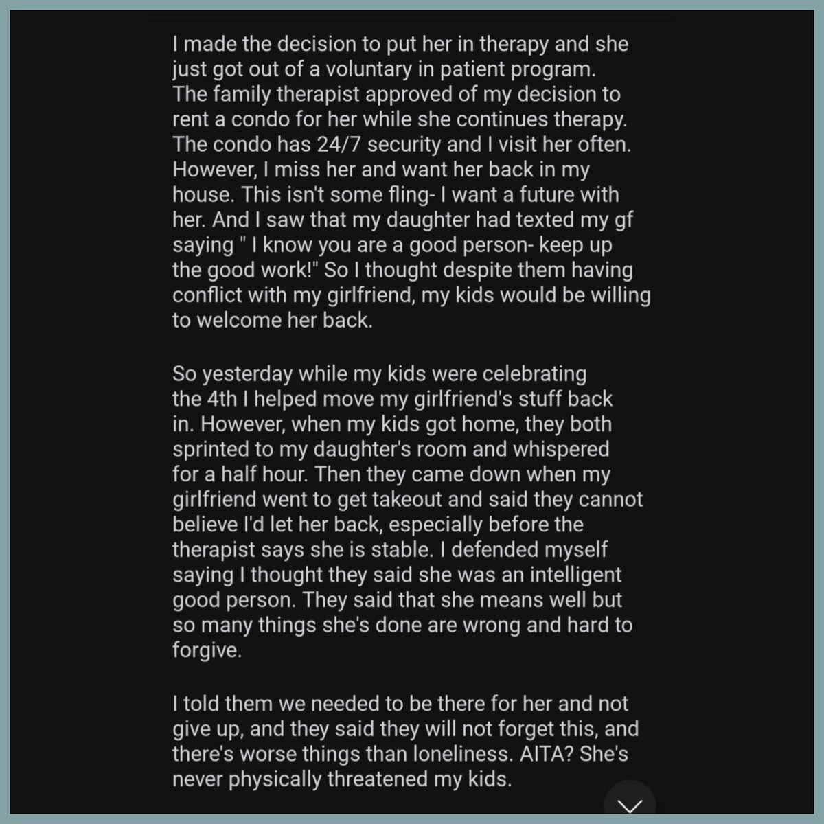 ask_aubry's tweet photo. So he told his kids his loneliness is more important than his children's mental health. 😒 https://t.co/gsJdQaaOZo