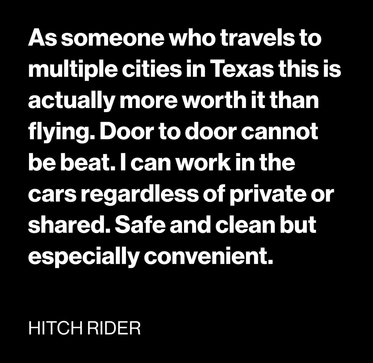 Private Door to Door rides are our favorite for getting work done.