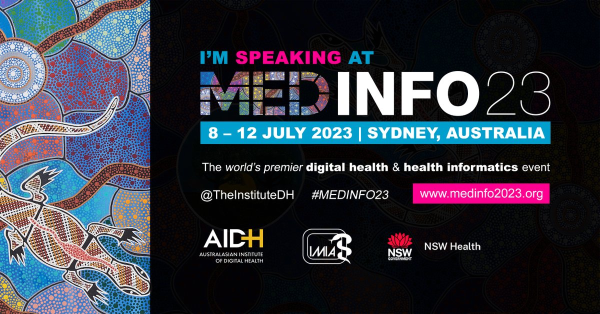 AliBesiso's tweet photo. It's #MEDINFO23 EVE! 

I'm absolutely thrilled to be a co-MC, speaker, poster-presenter, chairing a session, AND exhibiting with @iCIMS_HTG who are a proud partner of @TheInstituteDH.

In the words of the famous Chandler Bing, could I BE any more involved?🤓 https://t.co/vX1lXp7KzV