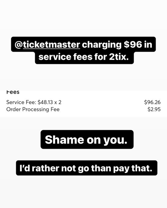 Shame on you @Ticketmaster charging $96.26 in SERVICE FEEs for 2 tickets.  Do I get an orgasm with it<a class="tags" target="_blank" title="On Twitter" href="/?out=eyJ0eXAiOiJKV1QiLCJhbGciOiJIUzUxMiJ9.eyJpYXQiOjE3MjE0NzM1MjQsImlzcyI6InR3cG9ybnN0YXJzLmNvbSIsIm5iZiI6MTcyMTQ3MzUyNCwiZXhwIjoxNzUzMDA5NTI0LCJyZWRpcmVjdF91cmwiOiJodHRwczovL3R3aXR0ZXIuY29tL1RpY2tldG1hc3RlciJ9.9lvi-FCAiRwM-a6j4Wwfvo4BBFfuxNjjVSgxPM_6F5O9V0EPIMtwkuh6lugUhJiDaEx50qHXa5gGlYQlSIDcIg">@Ticketmaster</a><a href="/tag/hollywood"class="tags"><span>#hollywood</span></a>