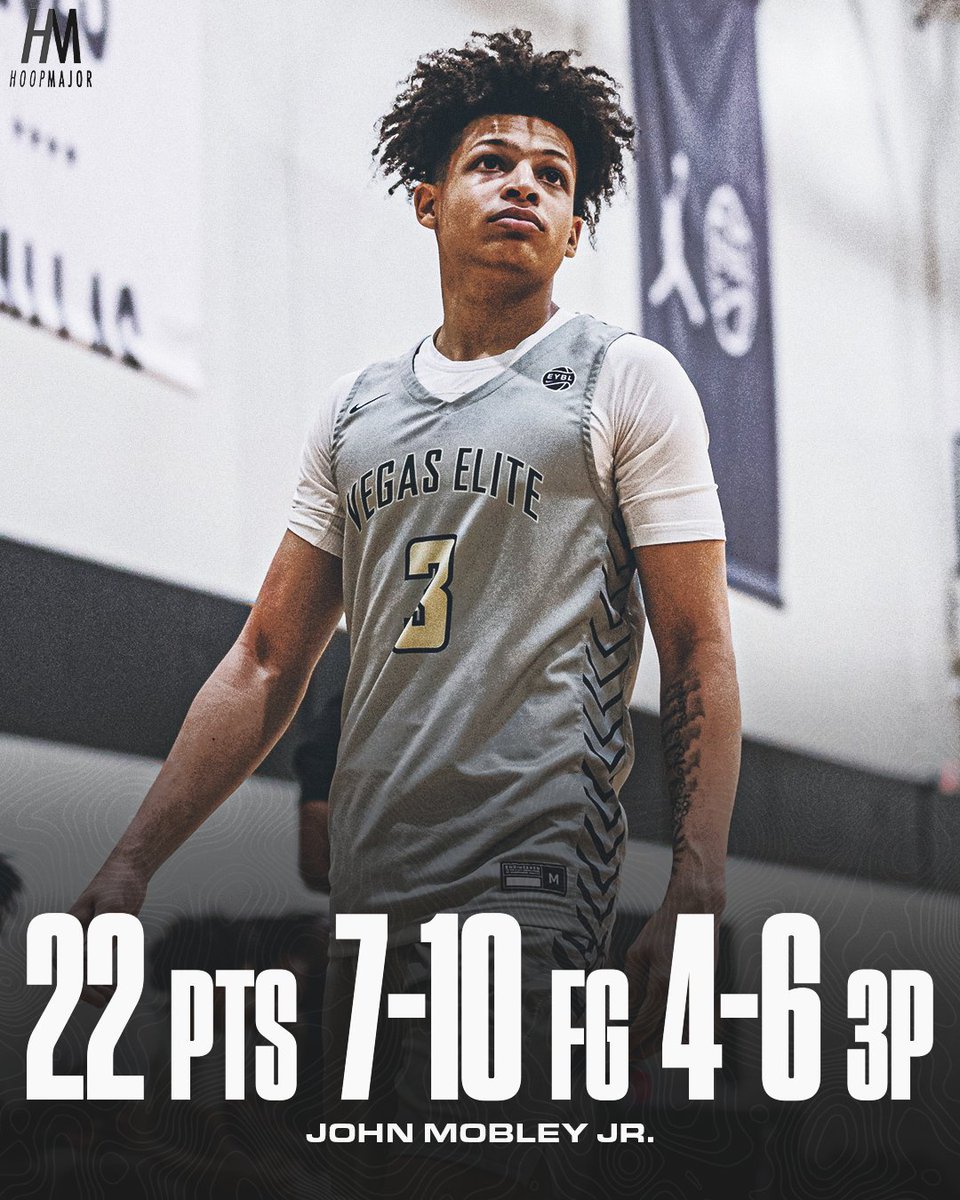 2024 Guard John Mobley Jr. (@JohnPaulMobley1) led the way for Vegas Elite (<a href="/VegasEliteBC/">VegasEliteBasketball</a>) in a win over PG Elite:

(Photo via <a href="/dfritzphotos/">Dan Fritz</a>)