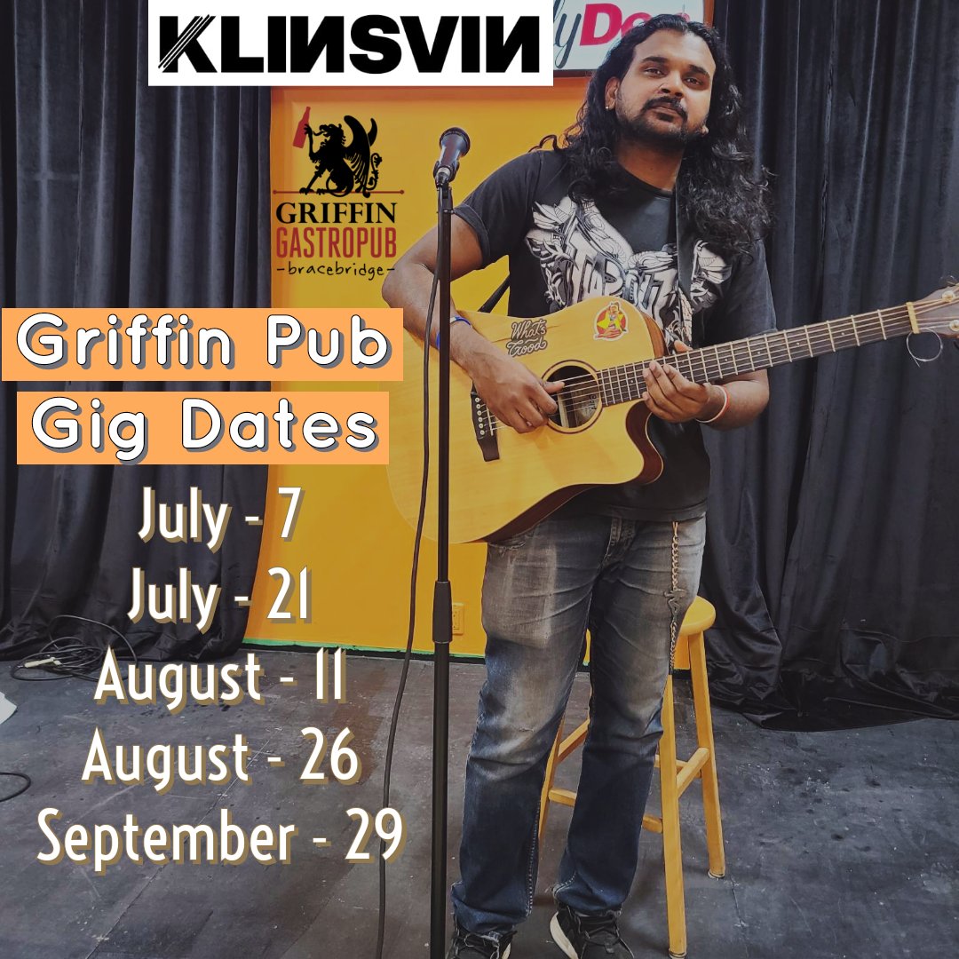 Playing july 7th at The Griffin pub. Its the place to be. Here are my other confirmed dates
#Muskoka #bracebridge