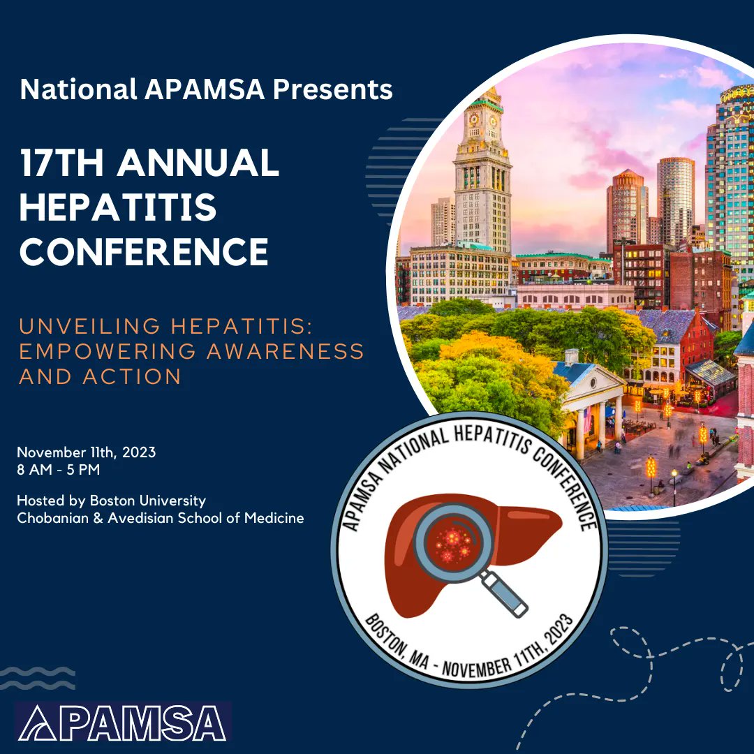 🚨 SAVE THE DATE! 🚨 We are pleased to announce and invite you to the 17th Annual National APAMSA Hepatitis Conference taking place on November 11th, 2023 in Boston, MA! #apamsa #aanhpi #hepatitis #hepatitisconference #advocacy #healthcare #medicine